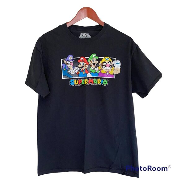 Super Mario Black S/S T-Shirt Men's Size L Cotton Gaming Classic - Picture 6 of 9